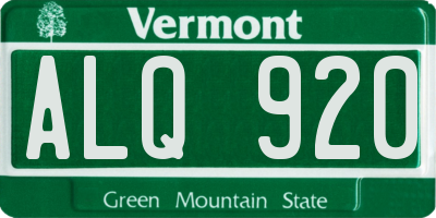 VT license plate ALQ920