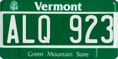 VT license plate ALQ923