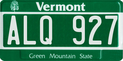VT license plate ALQ927