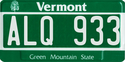 VT license plate ALQ933