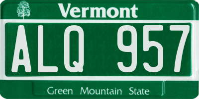 VT license plate ALQ957