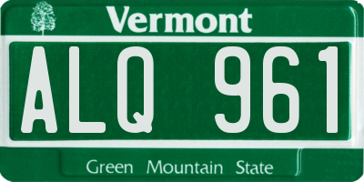 VT license plate ALQ961