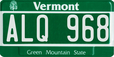 VT license plate ALQ968