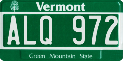 VT license plate ALQ972