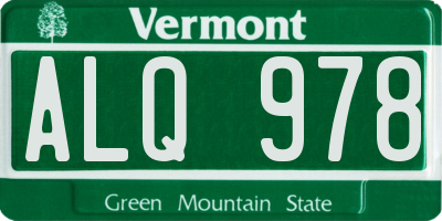VT license plate ALQ978