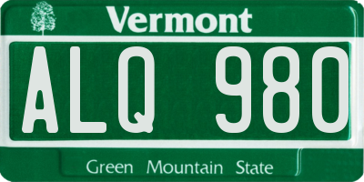VT license plate ALQ980