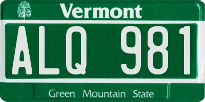VT license plate ALQ981