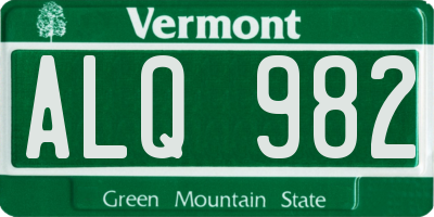 VT license plate ALQ982