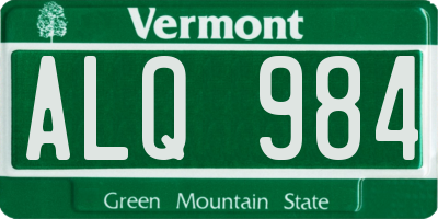 VT license plate ALQ984