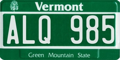 VT license plate ALQ985