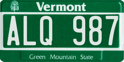 VT license plate ALQ987