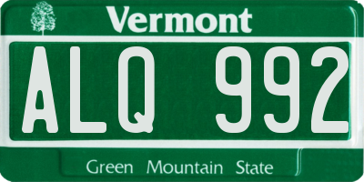 VT license plate ALQ992