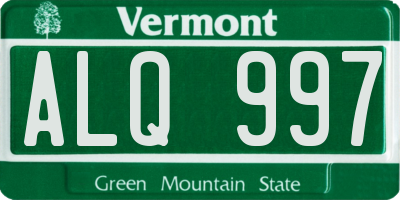 VT license plate ALQ997