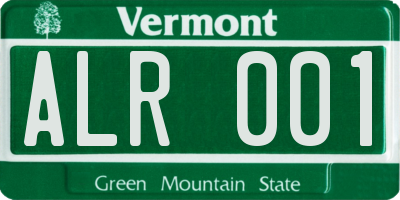 VT license plate ALR001