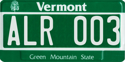 VT license plate ALR003