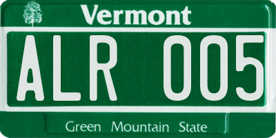VT license plate ALR005