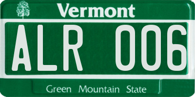 VT license plate ALR006