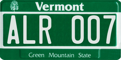 VT license plate ALR007