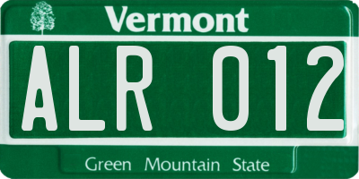 VT license plate ALR012