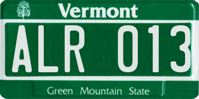 VT license plate ALR013