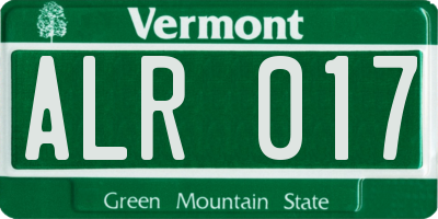 VT license plate ALR017
