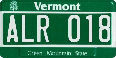 VT license plate ALR018