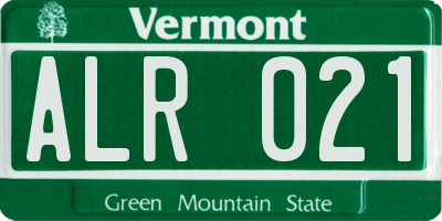 VT license plate ALR021