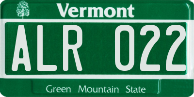 VT license plate ALR022