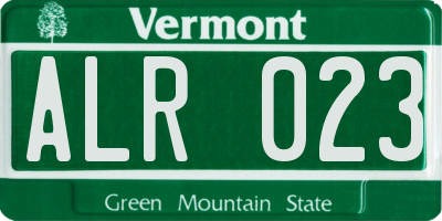 VT license plate ALR023