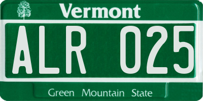 VT license plate ALR025