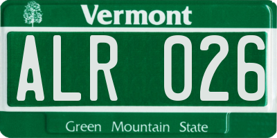 VT license plate ALR026