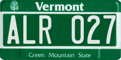 VT license plate ALR027