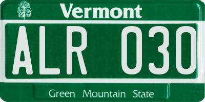 VT license plate ALR030