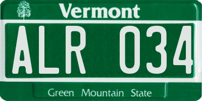 VT license plate ALR034