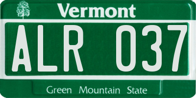 VT license plate ALR037