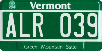 VT license plate ALR039