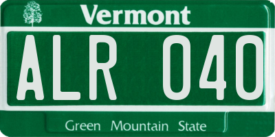 VT license plate ALR040