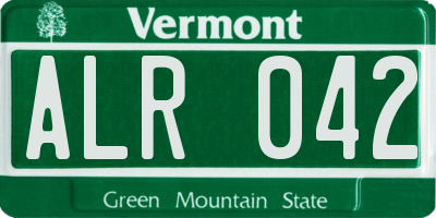 VT license plate ALR042