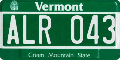 VT license plate ALR043