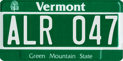 VT license plate ALR047