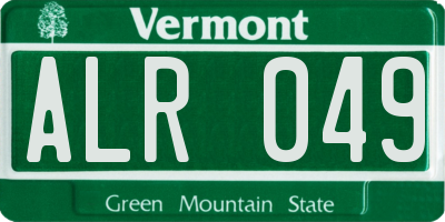 VT license plate ALR049