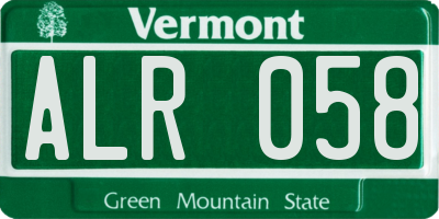 VT license plate ALR058