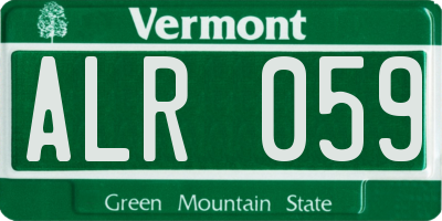 VT license plate ALR059