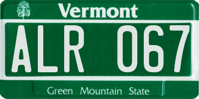 VT license plate ALR067