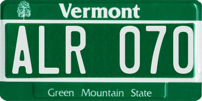 VT license plate ALR070