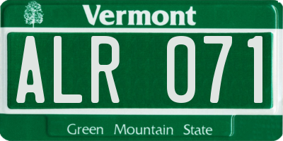 VT license plate ALR071