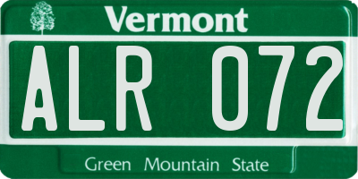 VT license plate ALR072