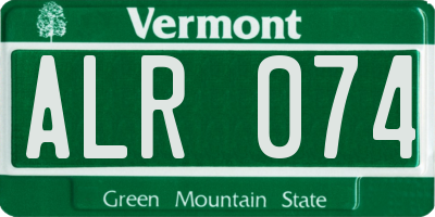 VT license plate ALR074