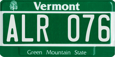 VT license plate ALR076