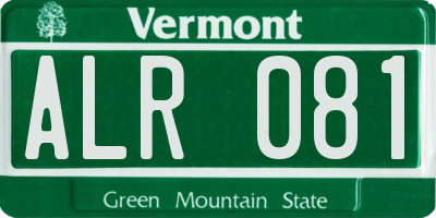 VT license plate ALR081